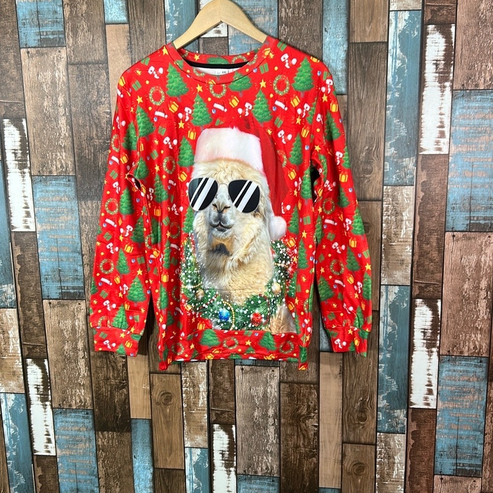 Festive Llama Christmas Sweater - Picture 1 of 12